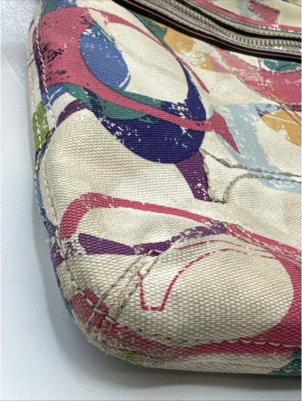 Coach Poppy Stamped C Hippie Signature Bag Colorful Monogram Shoulder Bag *READ*